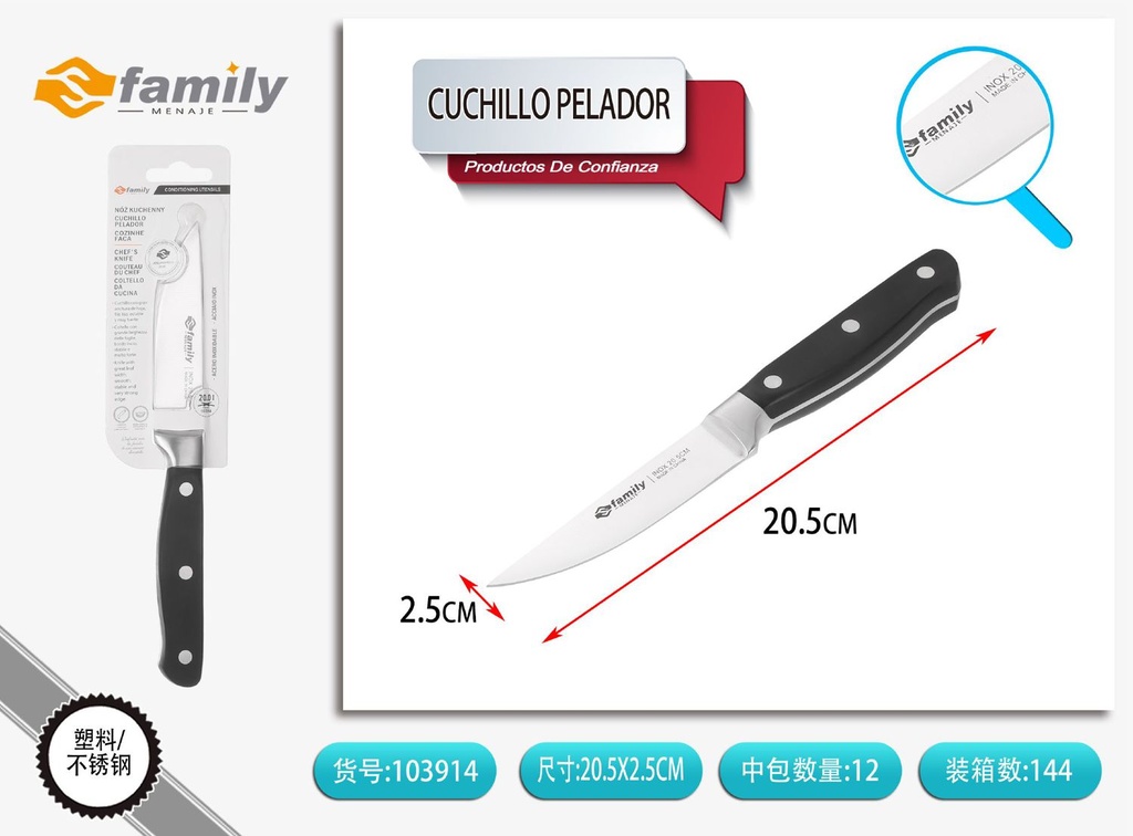 Cuchillo pelador acero inoxidable 3.5 pulgadas para cocina