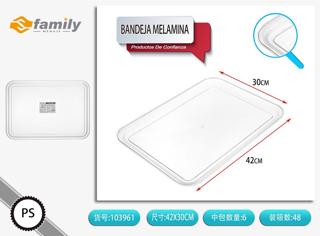 Bandeja de melamina 41x30 cm - Utensilios de cocina