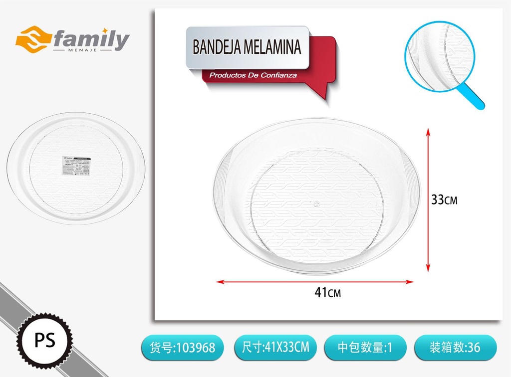 Bandeja de melamina PS 41x33 cm - Utensilios de cocina