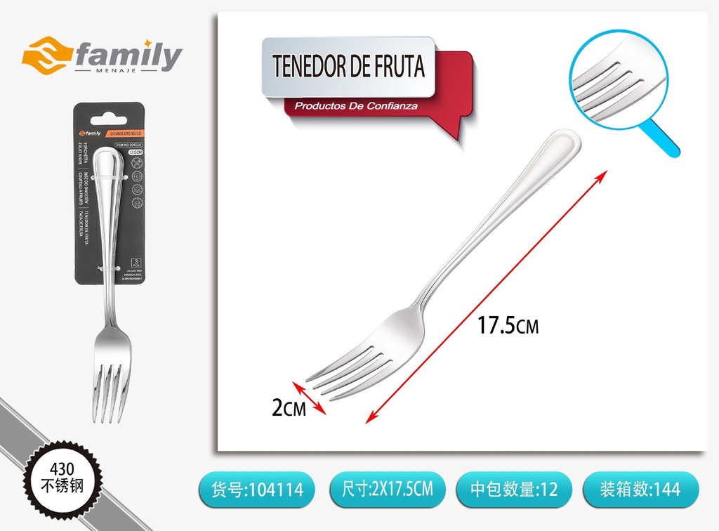 Tenedor de fruta 3 piezas - Utensilios de mesa