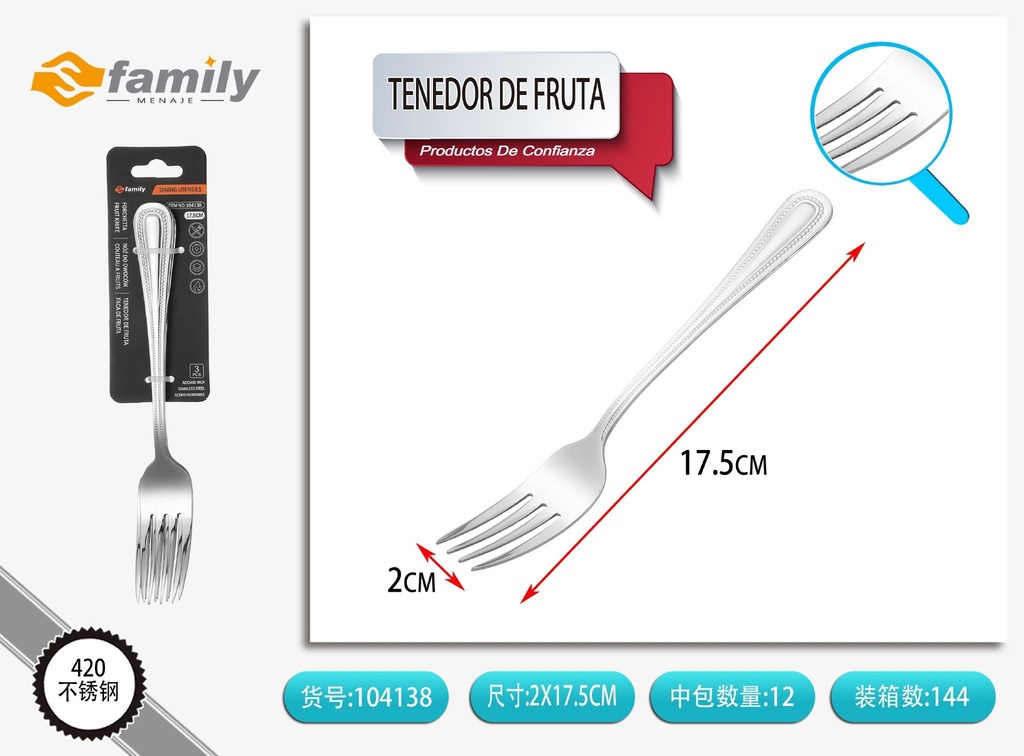 Tenedor de fruta de perlas 3 piezas - Utensilios de mesa
