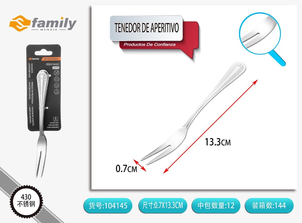 Tenedor de aperitivo 6 piezas para fiestas y eventos