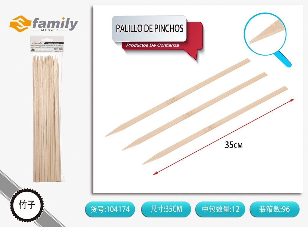 Palillo de pinchos 35 cm (20 pcs) - Utensilios de barbacoa