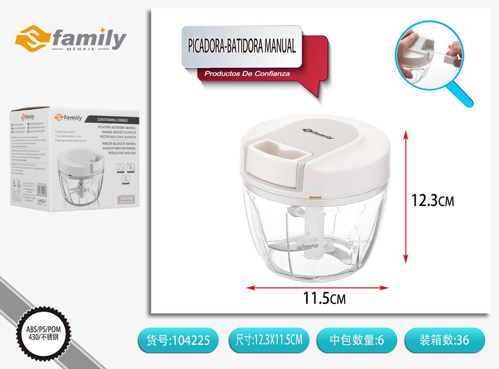 Picadora-batidora manual 12.5x11.9cm 650ml