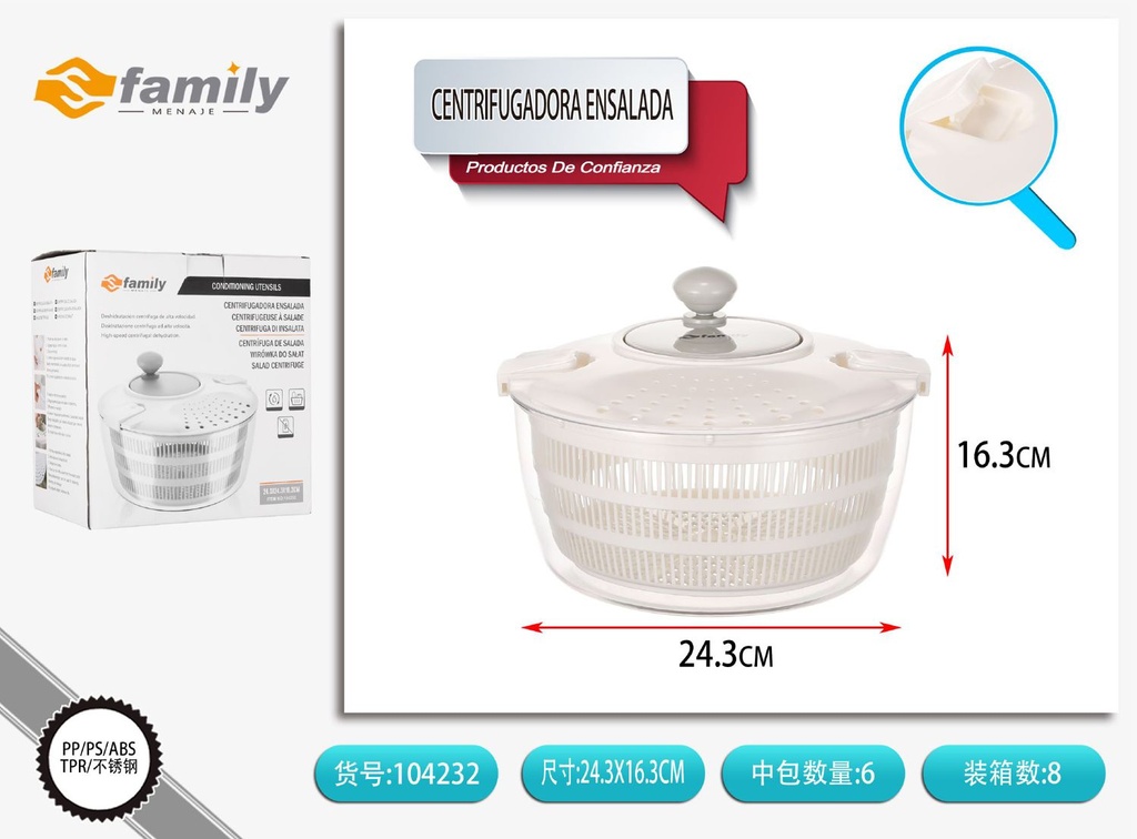 Centrifugadora ensalada 24.33*16.3cm - Utlización en cocina
