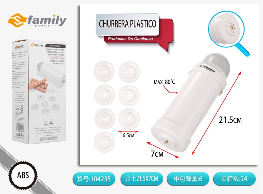 Churrera de plástico A929 7.3*21.5cm - Utensilios de cocina