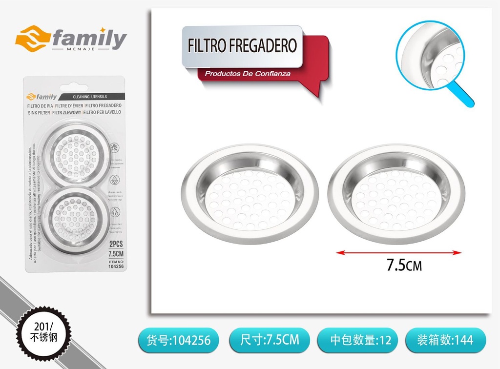 Filtro fregadero 2 piezas 7.5 cm - Accesorios de cocina