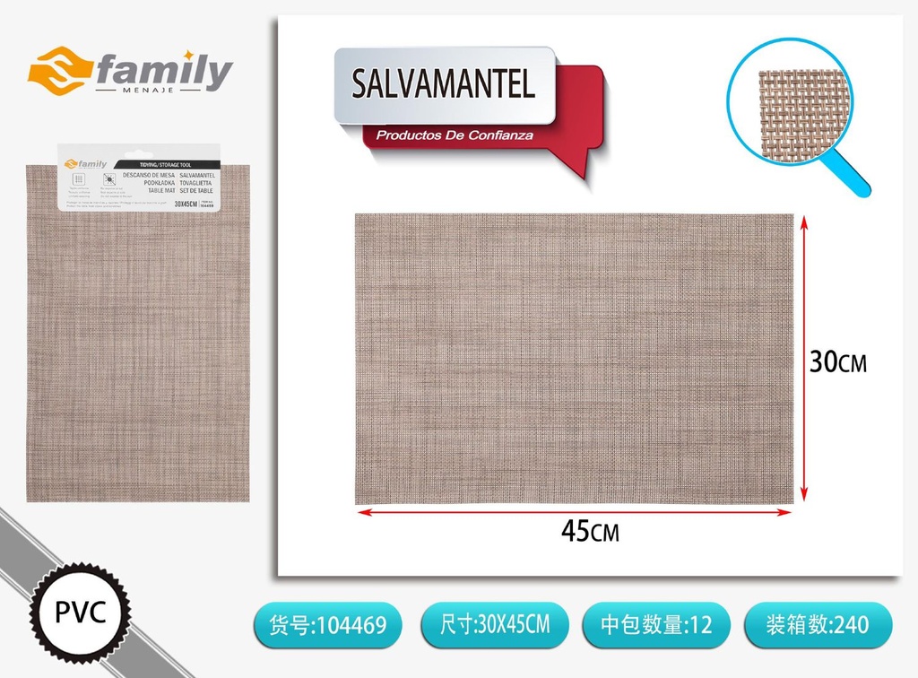 Salvamantel europeo 30*45cm 欧标餐垫 para proteger superficies