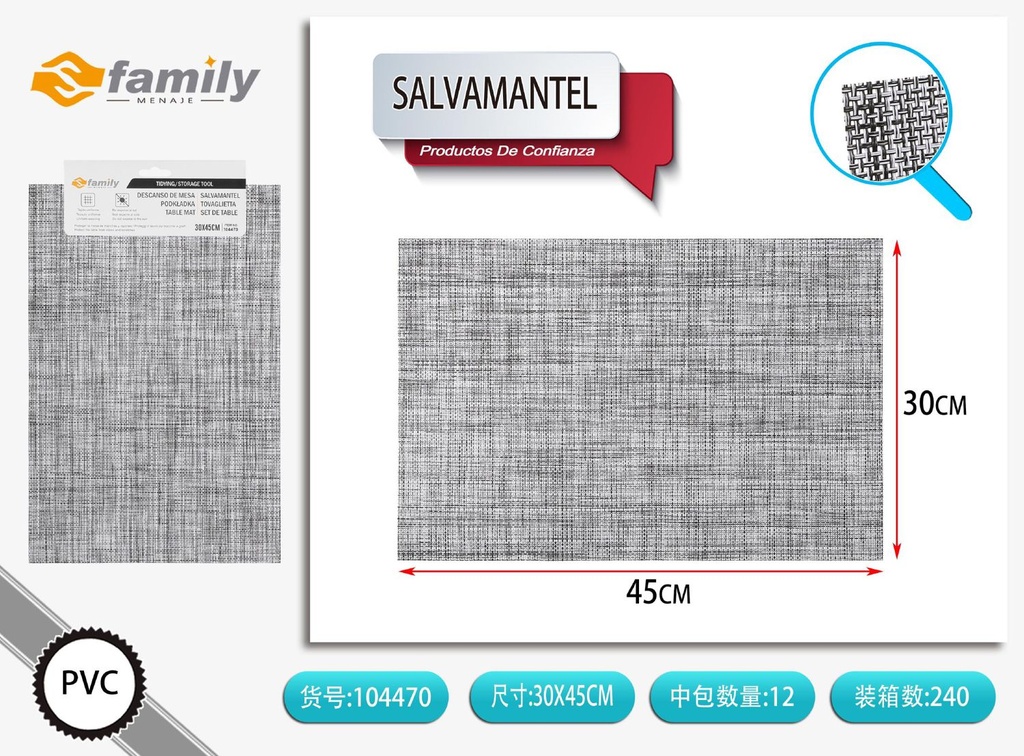 Salvamantel trenzado 30x45cm para cocina y comedor