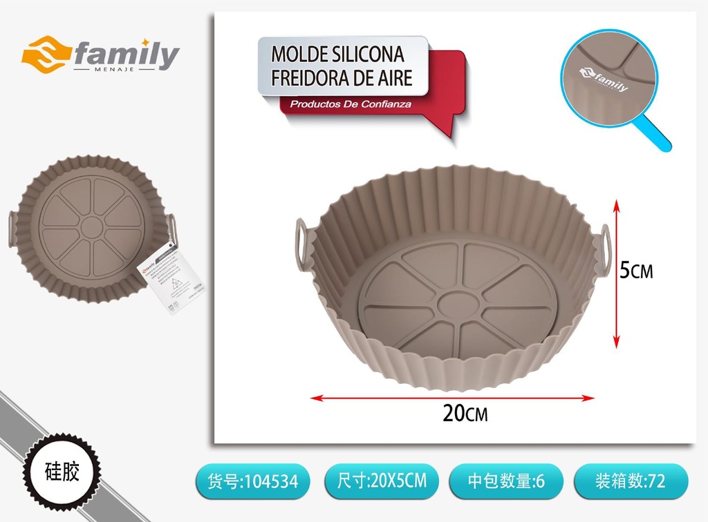 Molde de silicona redonda para freidora de aire 17-20 cm - Herramientas para repostería