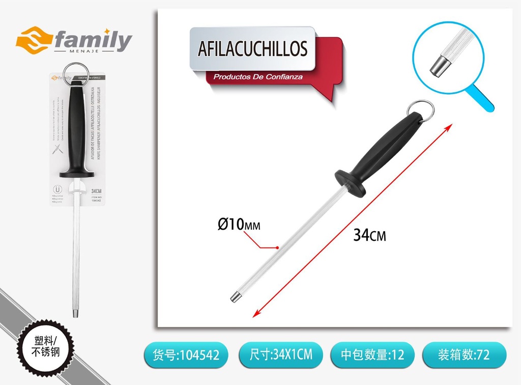 Afilacuchillos con anillo redondo 34cm - Utensilios de cocina