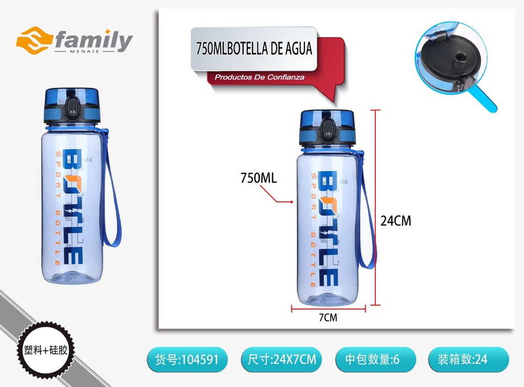 Botella de agua 750 ml - Utensilios de beber