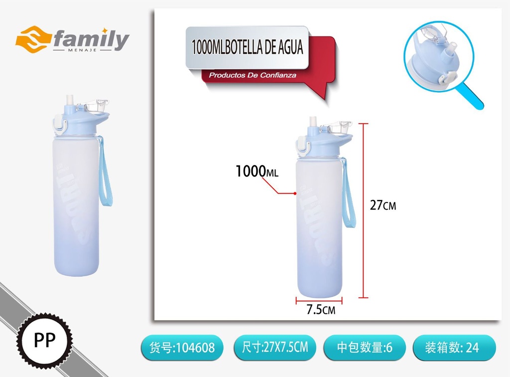 Botella de agua 1000ml - Utensilios de cocina 