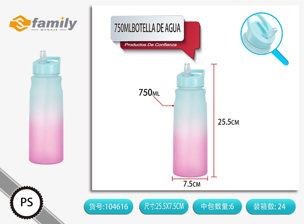 Botella de agua 750ml con pegatinas