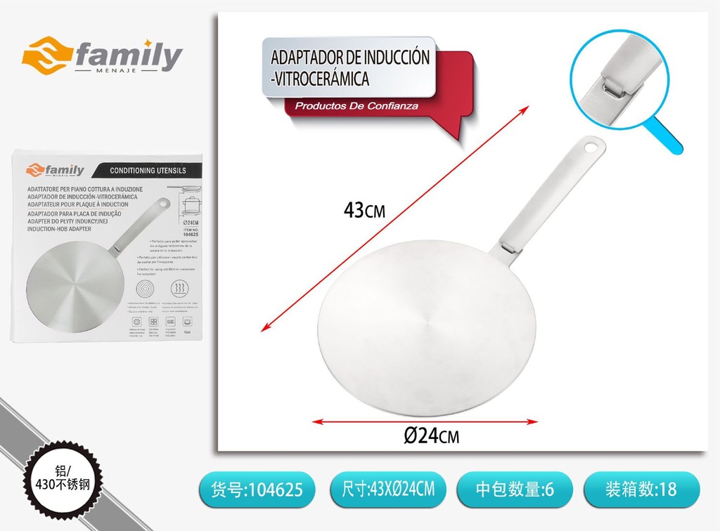 Adaptador de inducción-vitrocerámica HDP008-24 - Utensilios de cocina