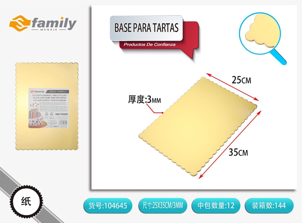 Bas para tartas - Utensilios de repostería y herramienta