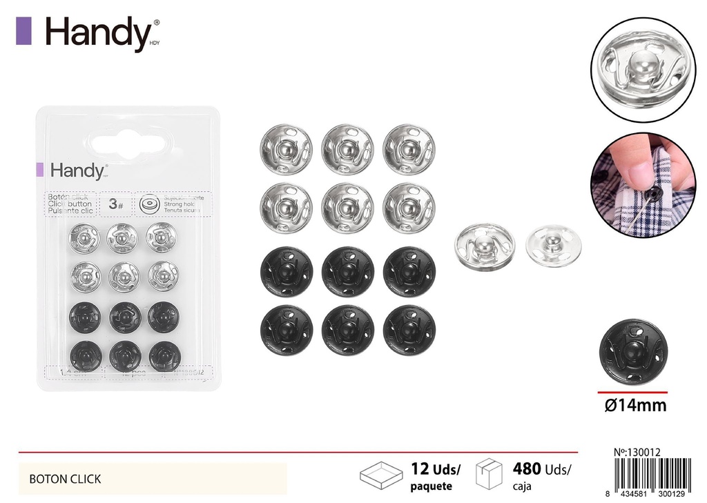 Botón click número 3 - Botones y accesorios de costura
