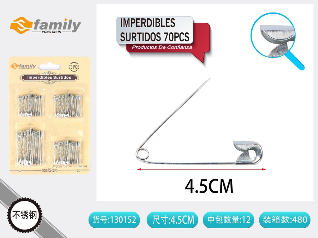  Imperdibles surtidos 70 piezas - Accesorios de costura
