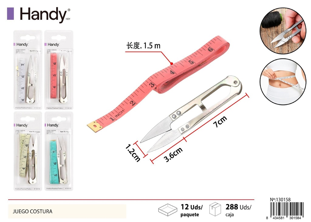 Kit de costura con tijeras y cinta métrica
