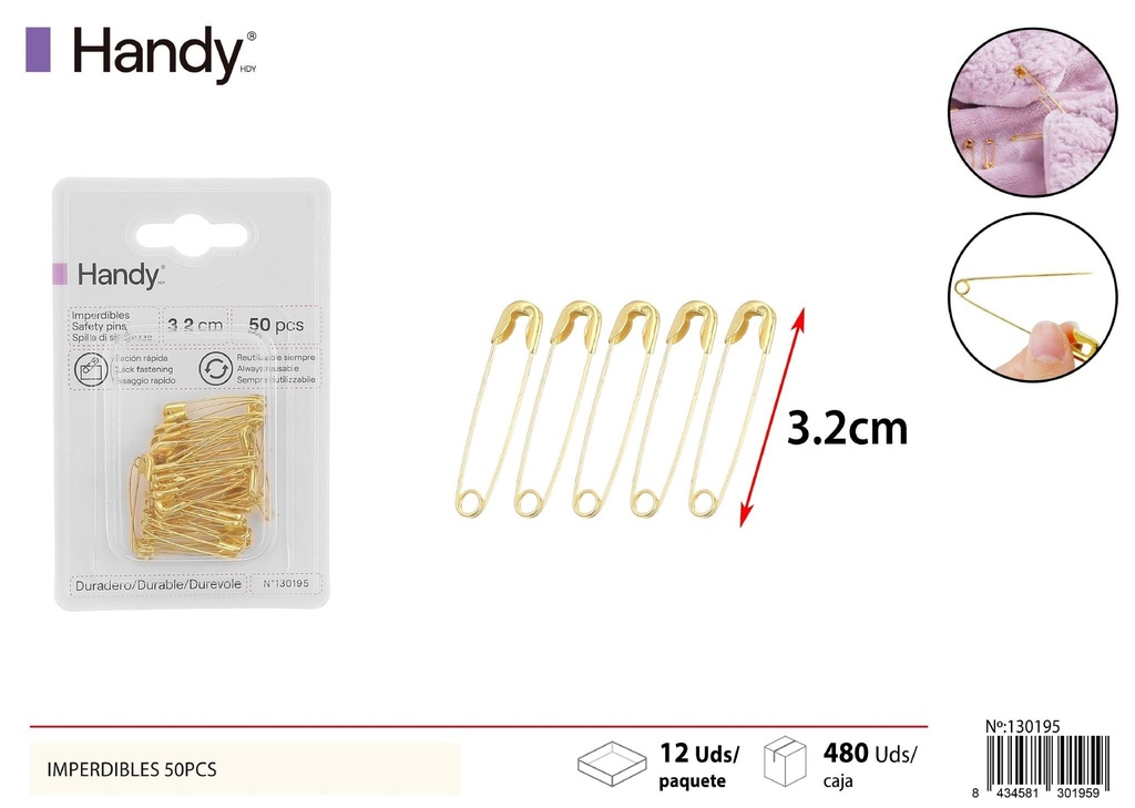 Imperdibles dorados 40PCS - Accesorios de costura