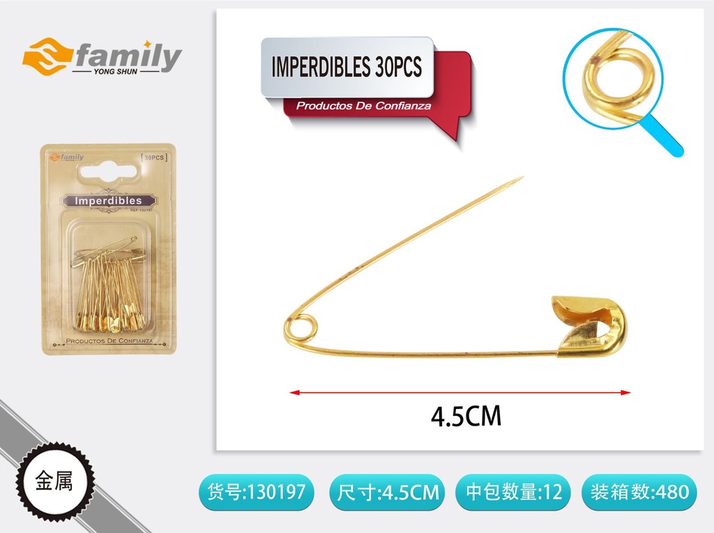 Imperdibles dorados 20PCS - Accesorios de costura