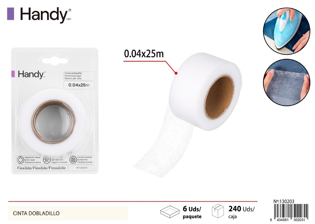 Cinta blanca para dobladillo 4x25m - Accesorios de costura