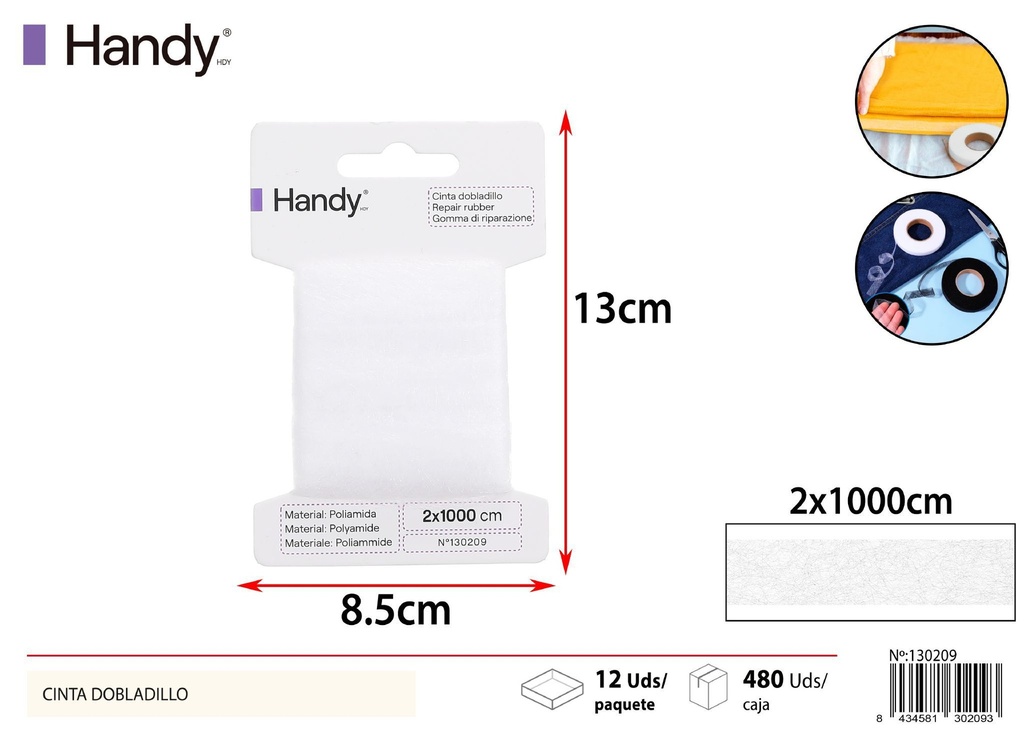 Cinta de doblez de 2.0 cm*10m blanca - Artículos de costura