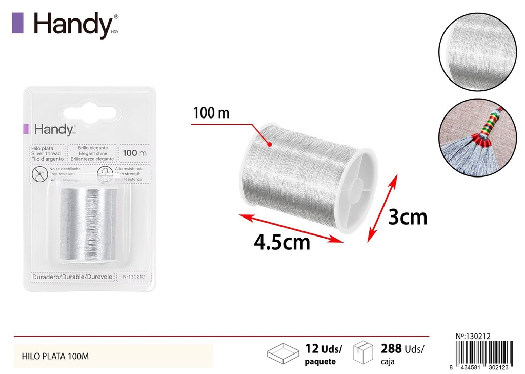 Hilo plateado 100m - Accesorios de costura