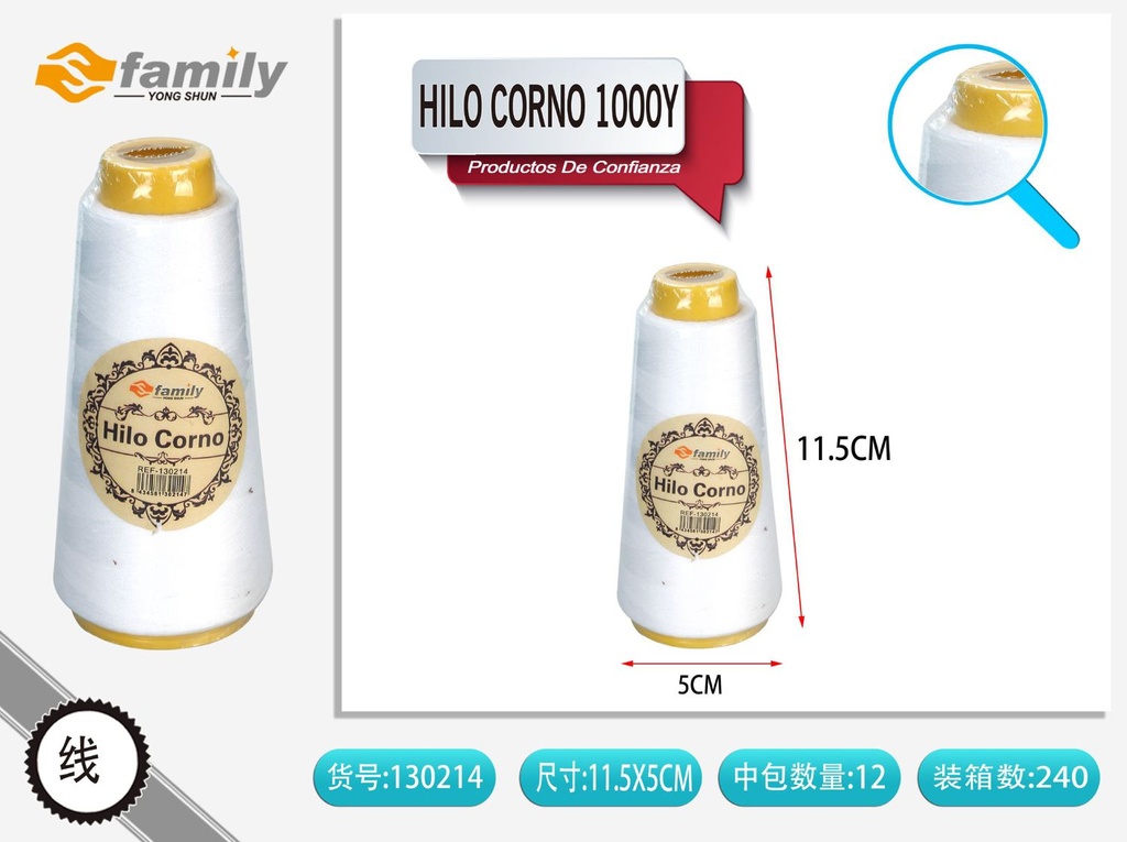 Hilo cono 1000y blanco para costura