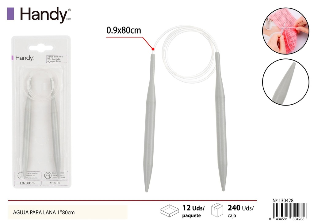 Aguja para lana 10mm 1*80cm - Accesorios de costura