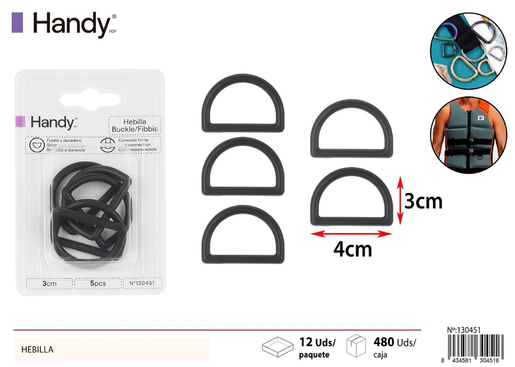 Hebilla 3.0*5 pcs - Accesorios para costura