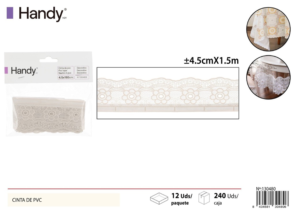 Cinta de PVC beige 4.5x1.5m - Cinta decorativa y manualidades