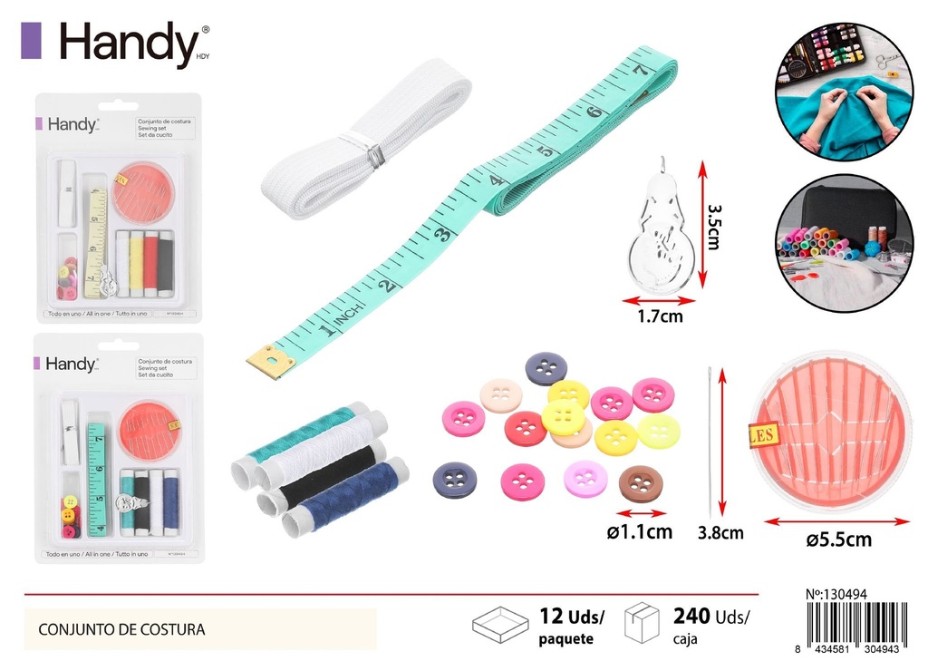 Conjunto de costura con 5 compartimentos para reparaciones