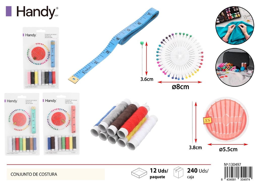 Conjunto de costura 8 piezas con cinta métrica para manualidades