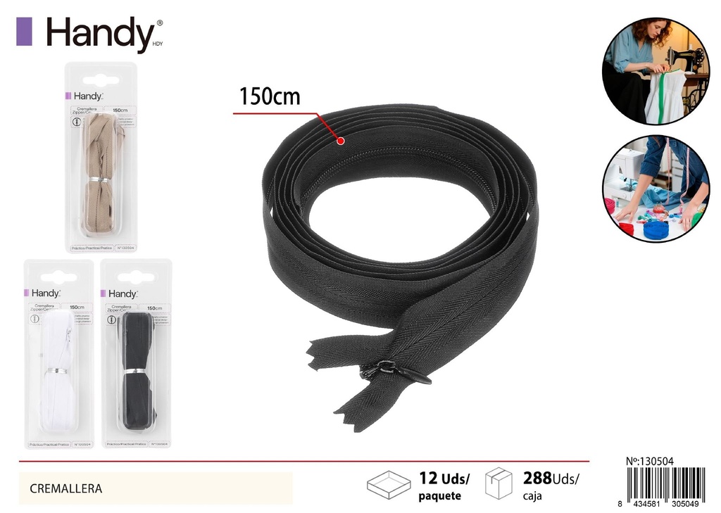 Cremallera invisible de 150 cm - Accesorios de costura