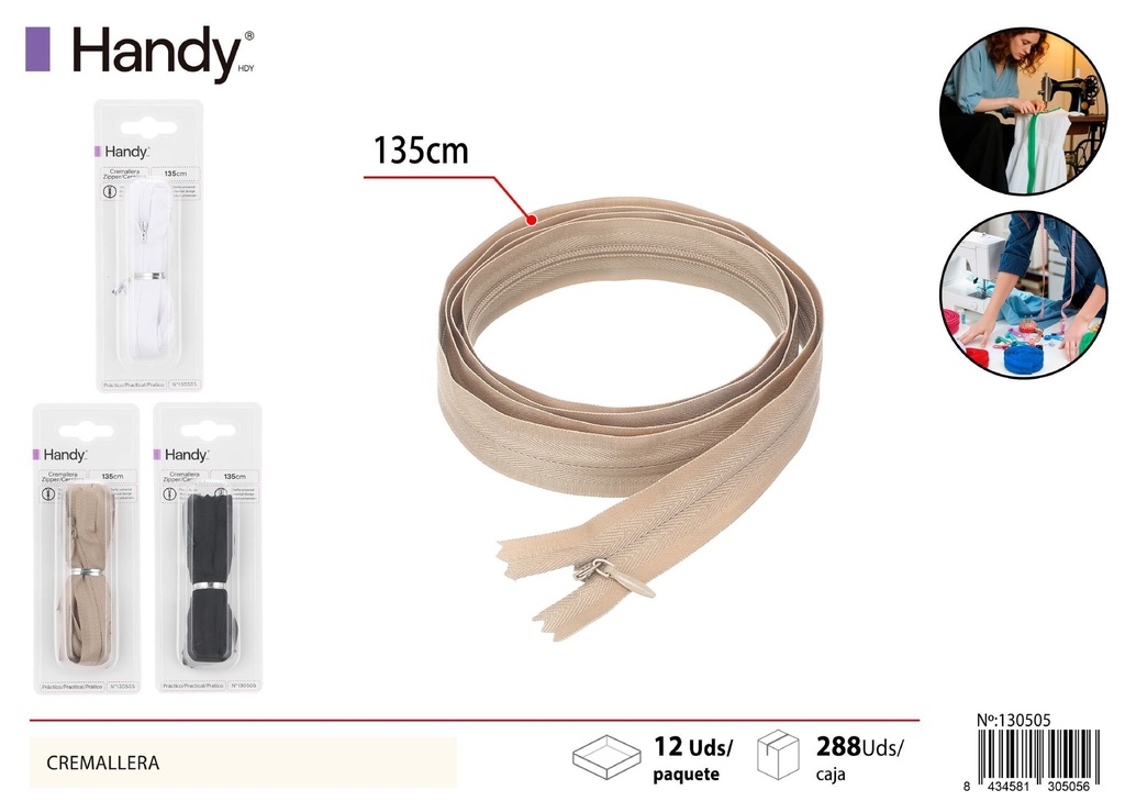 Cremallera invisible 135cm - Accesorios de costura