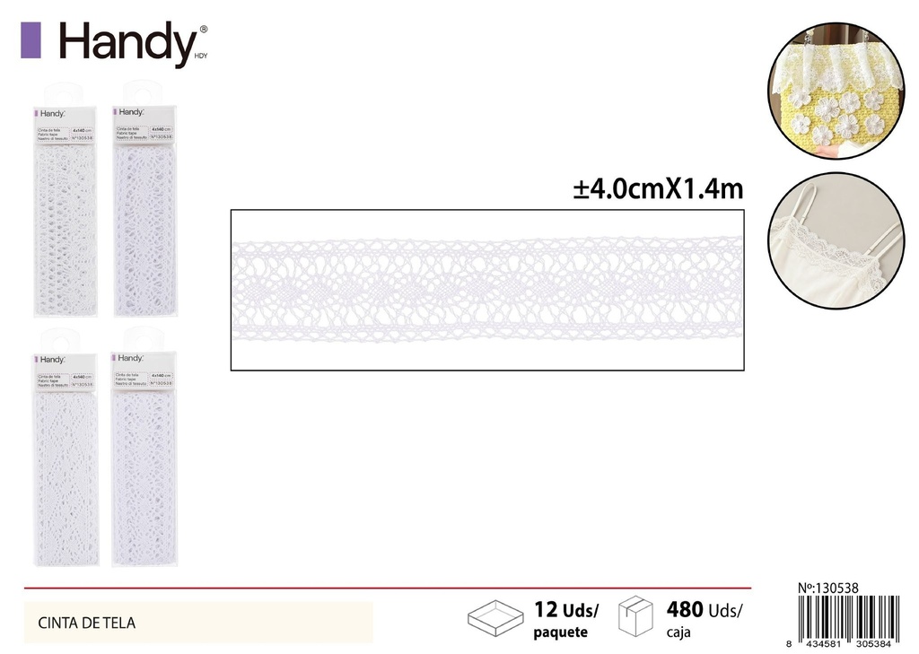 Cinta de Tela 4.0CM*1.4M Blanca - Cinta decorativa de tela