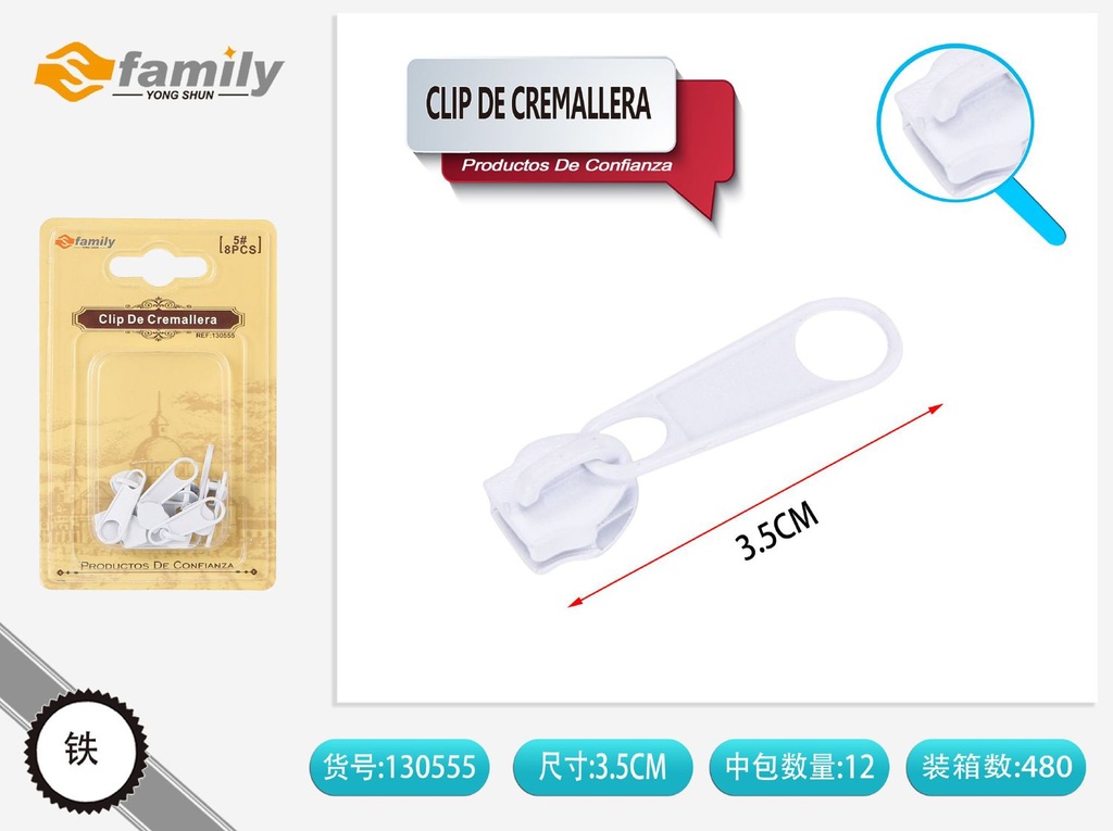 Clip de cremallera blanco 5号 para reparaciones