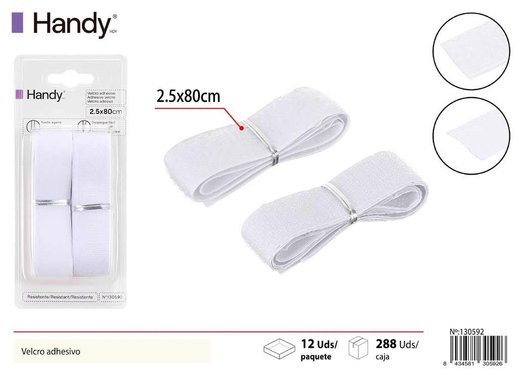 Cinta autoadhesiva blanca 80 cm - Cinta autoadhesiva y sujetadores