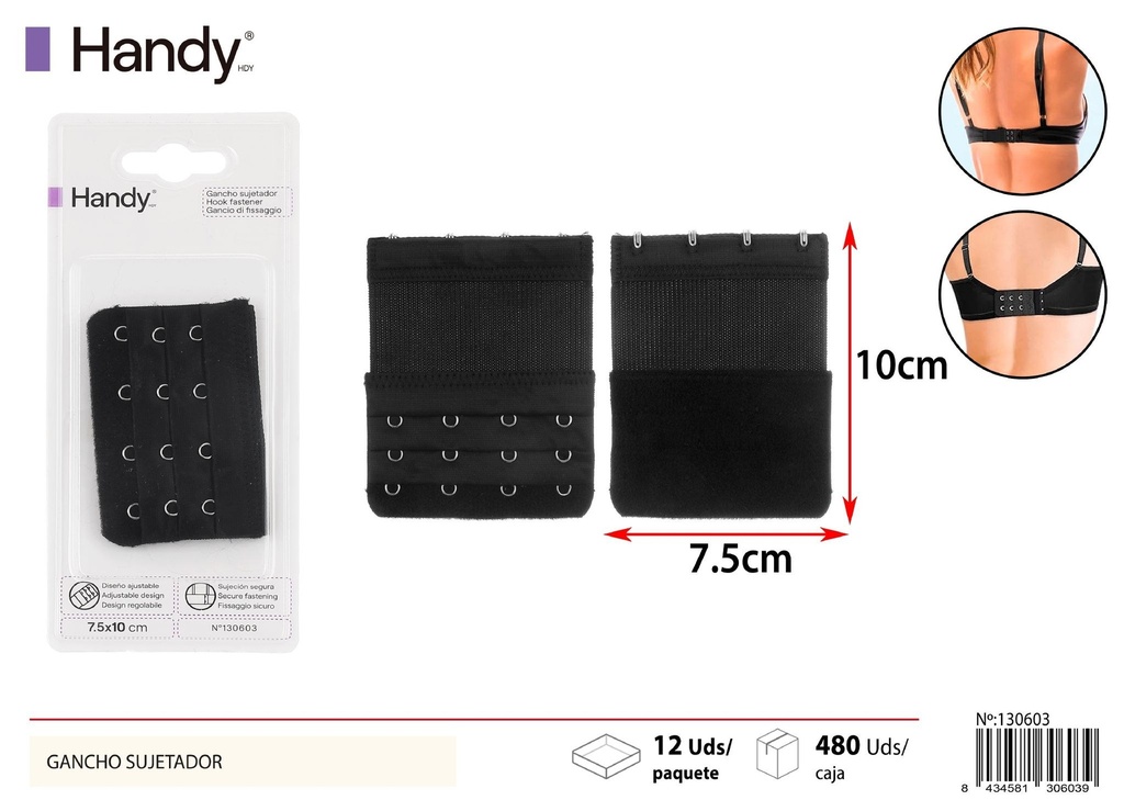 Gancho sujetador negro 4 filas - Accesorios de lencería
