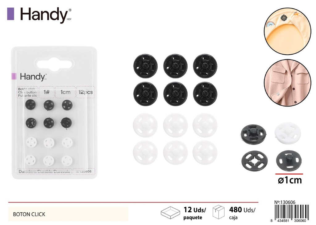 Botón de nylon negro y blanco - Accesorios de costura