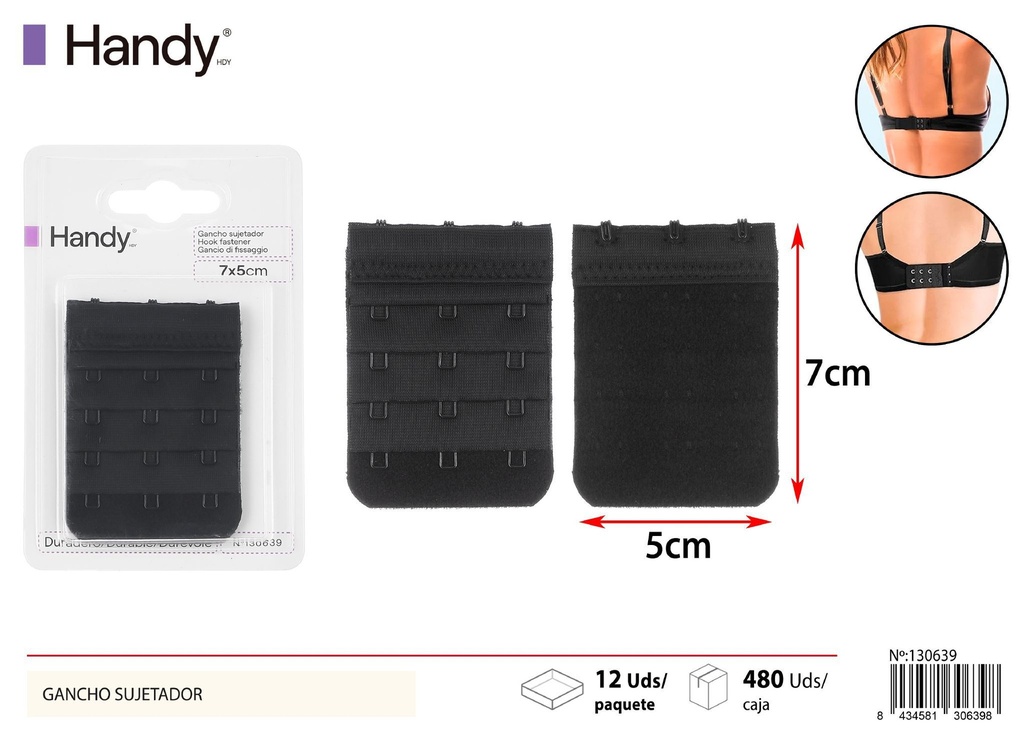 Gancho sujetador negro de 3 filas y 4 ganchos - Accesorios de lencería