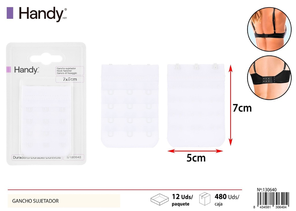 Gancho sujetador blanco de 3 filas y 4 ganchos - Accesorios de lencería