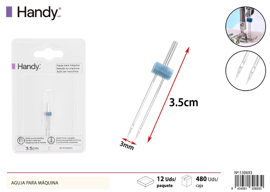 Aguja de máquina de coser doble 2pcs para costura
