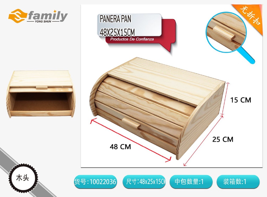 Panera para el pan 48X25X15CM - Almacenamiento de alimentos