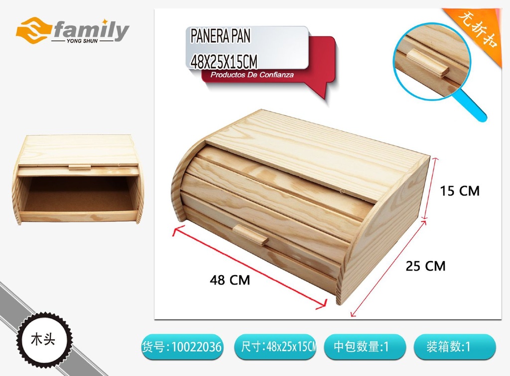 Panera para el pan 48x25x15cm