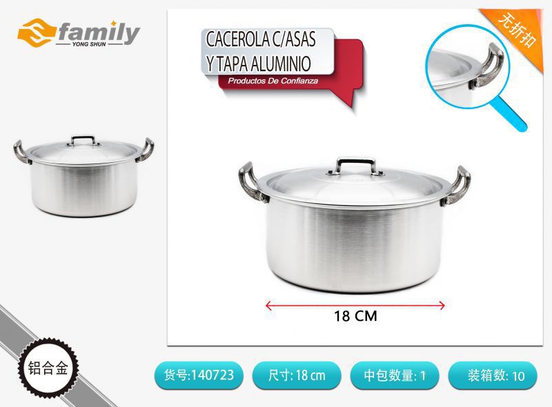 Cacerola de aluminio con asas 18 cm - Utensilios de cocina