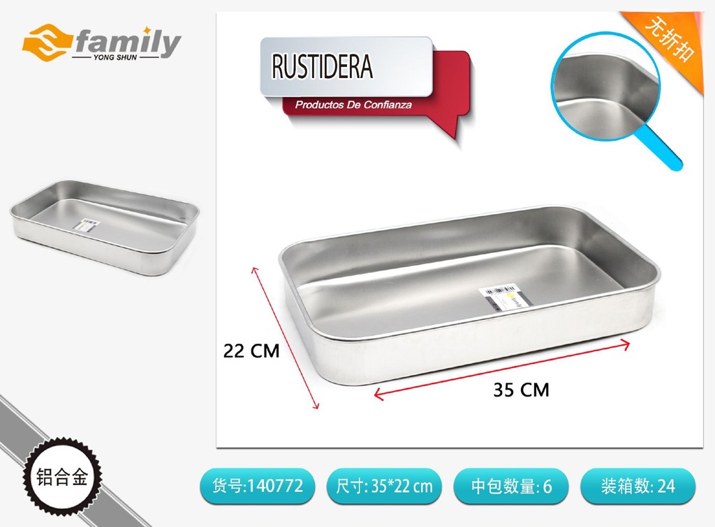 Rustidera 35x22cm para hornear y cocinar
