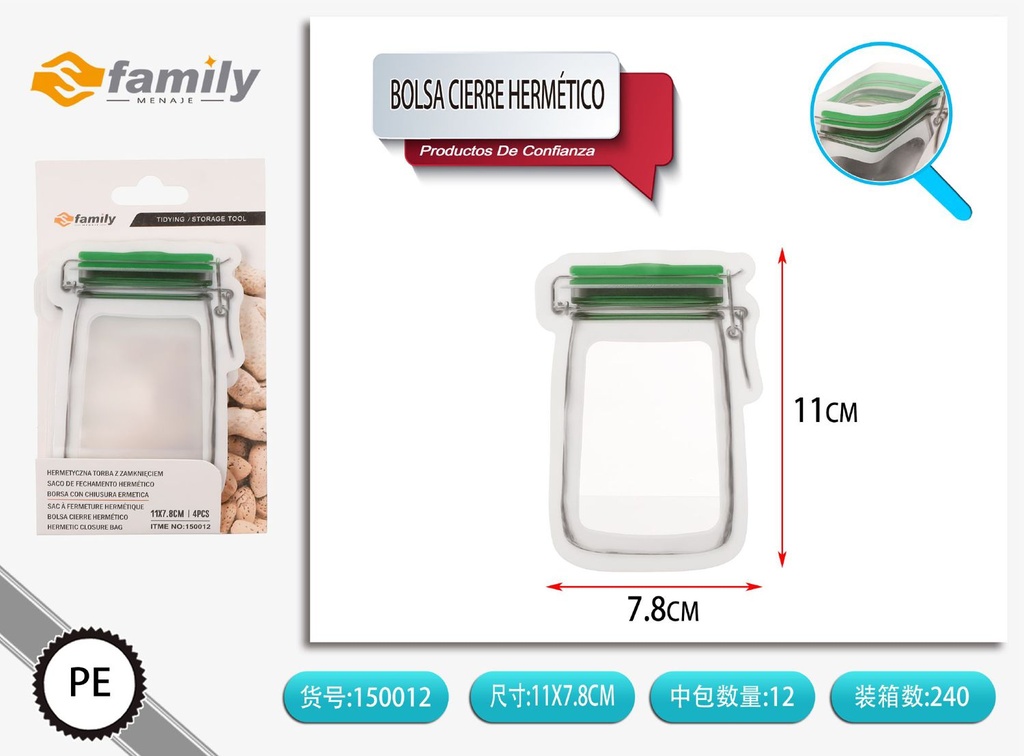 Bolsa de cierre hermético 4 pcs 11*7.8 cm - Bolsas para alimentos y conservación