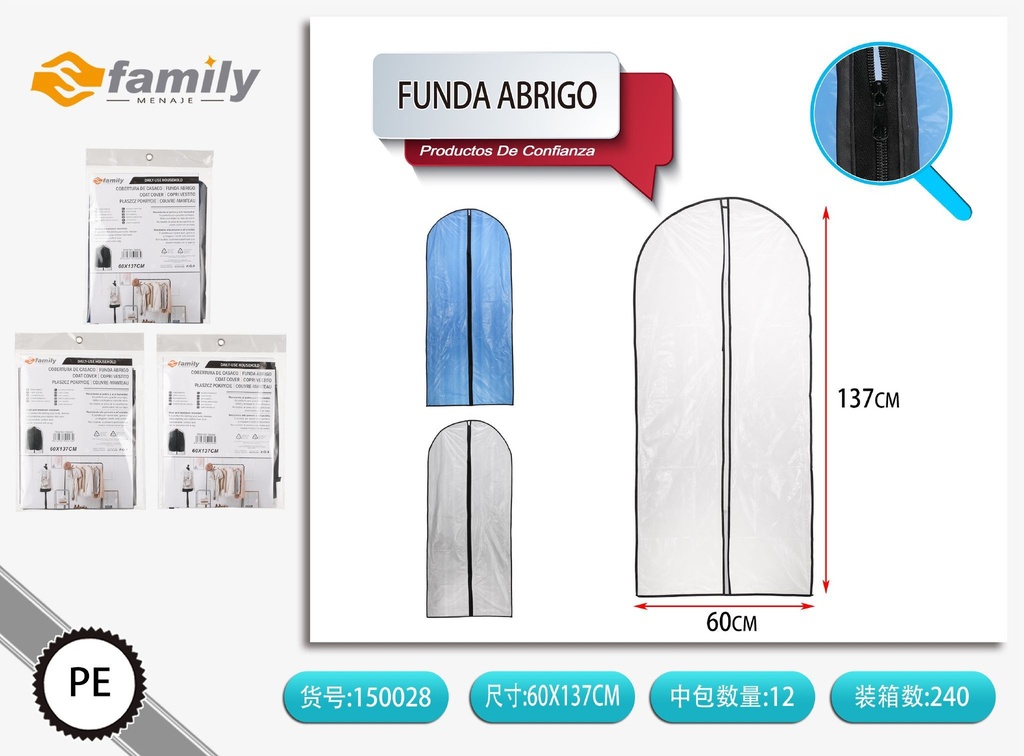  Funda de abrigo para traje 60*137 cm - Protección de ropa
